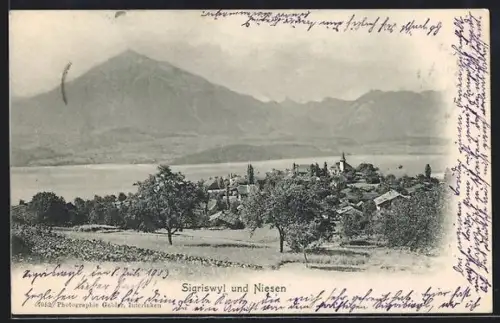 AK Sigriswyl, Ortsansicht mit Niesen