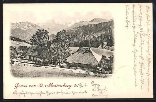 AK St. Beatenberg, Teilansicht mit Kirche