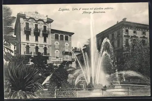AK Lugano, Getto d`acqua nel giardino pubblico Abergo Americana