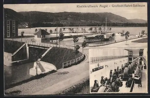 AK Augst, Grossschifffahrt-Schleuse am Rheinkraftwerk Augst