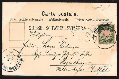 Lithographie Luzern /Vierwaldstättersee, Hoffmann`s Stärkefabriken Salzuflen, Axenstein & Urirothstock