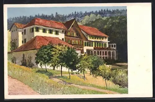 Künstler-AK Gyrenbad ob Turbental, Partie im Ort