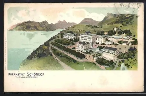 Künstler-AK Emmetten, Kuranstalt Schöneck am Vierwaldstättersee