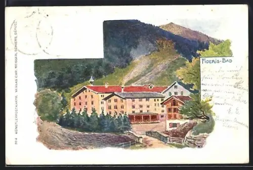 Künstler-AK Fideris, Bad