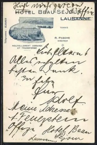 AK Lausanne, Hotel Beau-Séjour, Propr. R. Pasche