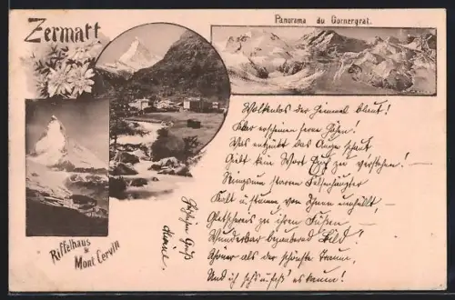 AK Zermatt, Panorama du Gornergrat