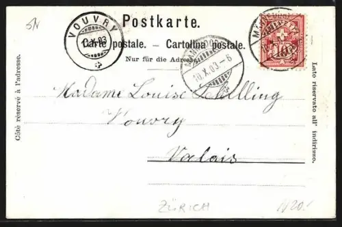 AK Zürich, Alkoholfreies Kurhaus Zürichberg, Alpenpanorama mit Wasser