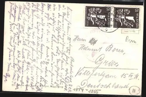 AK Bütschelegg, Gasthof Bütschelegg mit Vieh vor dem Haus