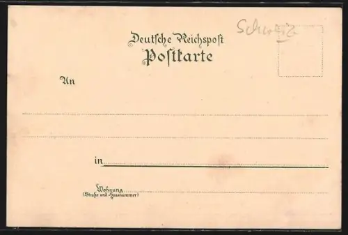 Lithographie Stein a. Rh., Rheinpartie mit Blick auf den Ort