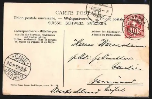 AK Arosa, Postplatz im Schnee