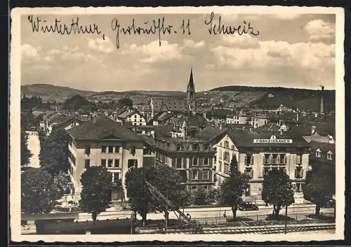 AK Winterthur, Neuwiesenquartier, Bahngleise mit Blick auf den Ort