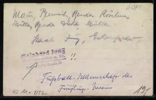 Foto-AK Gernsheim a. Rh., Fussball-Mannschaft des Jünglings-Vereins