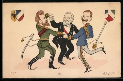 AK Zar Nikolaus II. von Russland und König Vittorio Emanuele III. von Italien beim Tanz