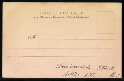 AK Zar Nikolaus II. von Russland und König Vittorio Emanuele III. von Italien beim Tanz