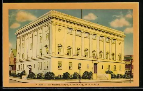 AK Atlantic City, NJ, A view of the Masonic Temple, Freimaurer