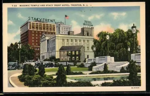 AK Trenton, NJ, Masonic Temple and Stacy Trent Hotel, Freimaurer