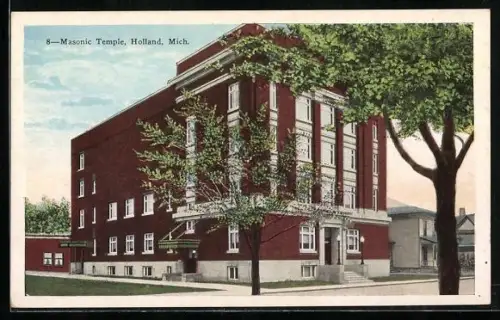 AK Holland, MI, Masonic Temple, Freimaurer