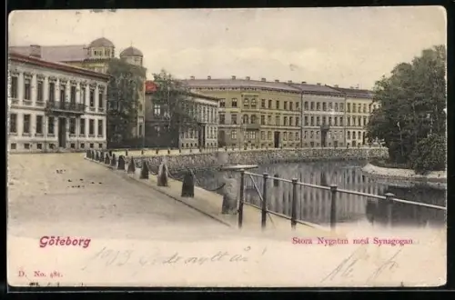 AK Göteborg, Stora Nygatan med Synagogan