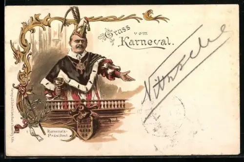 Lithographie Köln, Karnevals-Präsident in der Bütt