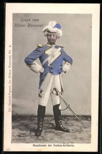 AK Köln, Kölner Karneval, Hauptmann der Funken-Artillerie, Fasching