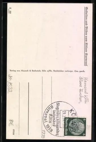 AK Köln, Kölner Rosenmontagszug, Das Tanz-Mariechen des K. K. Korps Luftflotte, Fasching