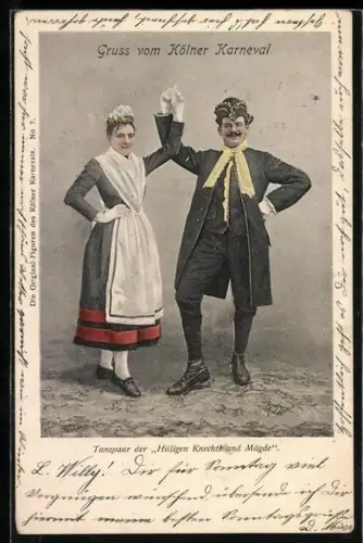 AK Kölner Karneval, Tanzpaar der Hilligen Knechte und Mägde