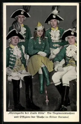 AK Köln, Kölner Karneval, Ehrengarde der Stadt Köln, Regimentstochter und Offiziere der Wache, Fasching