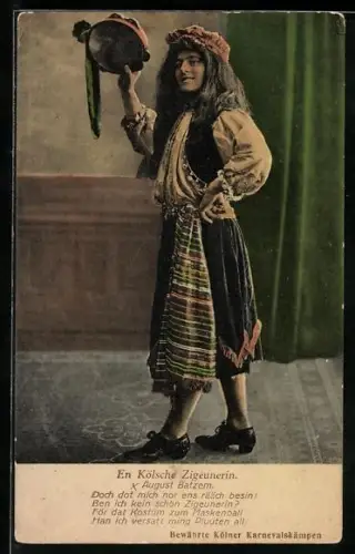 AK Köln, Kölner Karneval, En Kölsche Zigeunerin, August Batzem, Fasching