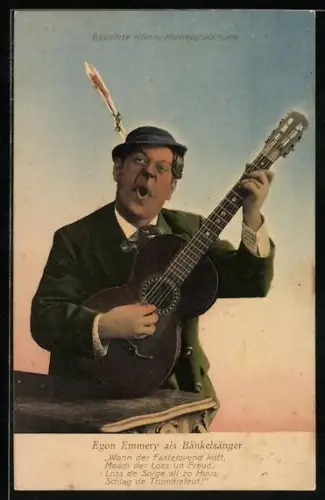 AK Köln, Kölner Karneval, Egon Emmery als Bänkelsänger, Fasching