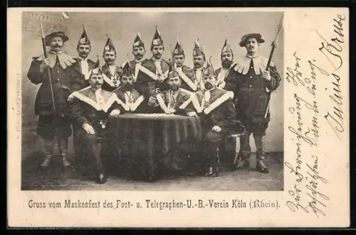 AK Köln /Rhein, Maskenfest des Post- u. Telegraphen-U.-B.-Vereins Köln, Fasching