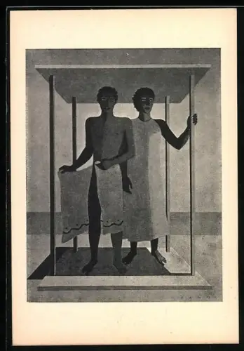 Künstler-AK sign. R. A. Michahelles: Sposi, Paar am Strand, Futurismus