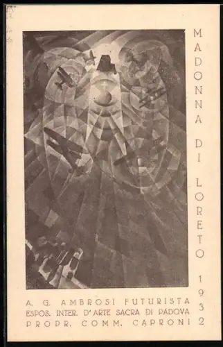 Künstler-AK sign. Alfredo Ambrosi: Padova, Espos. Inter. d`Arte Sacre di Padova 1928, Madonna di Loretto, Futurismus