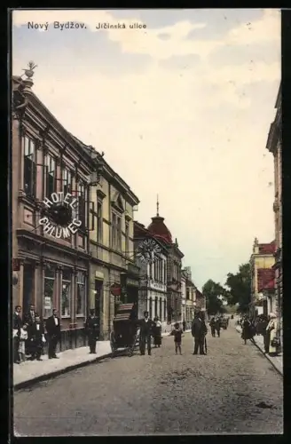 AK Nový Bydzov, Jicinska ulice, Hotel Chlumec