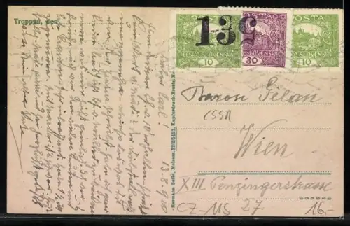 AK Troppau, Olmützerstrasse mit Parkanlage