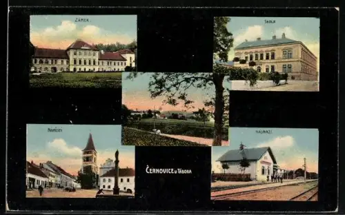 AK Cernovice, Nadrazi, Skola, Zamek, Namesti