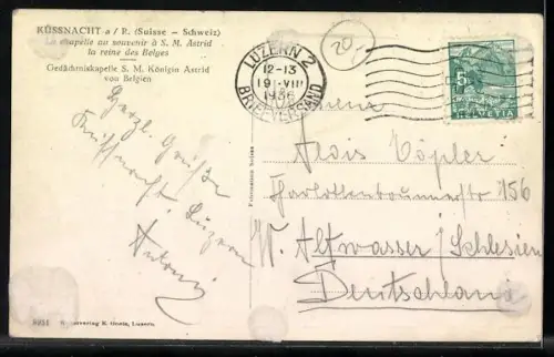 AK Küssnacht, Gedächniskapelle S.M. Königin Astrid von Belgien