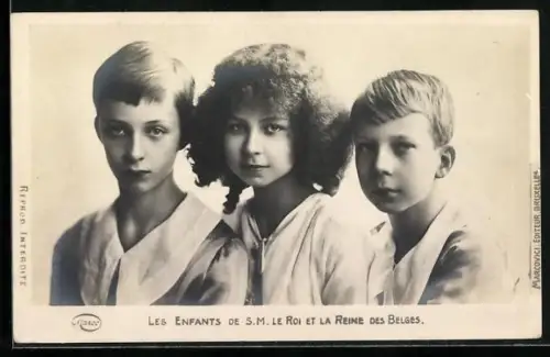AK Kinder des Königs von Belgien, Leopold, Marie Jose und Charles