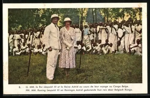 AK Kongo-Zaire, Roi Leopold III et la Reine Astrid au cours de leur voyage, belgisches Königspaar
