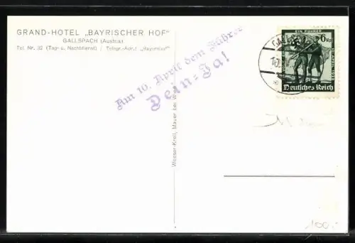 AK Gallspach, Institut Zeileis und Grand-Hotel Bayrischer Hof mit Strasse aus der Vogelschau