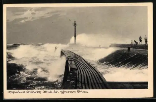 AK Kolberg, Mole bei schwerem Sturm