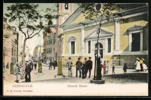 AK Gibraltar, Strassenleben auf der Church Street