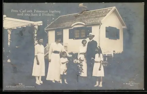 AK Prinz Carl und Prinzessin Ingeborg von Schweden mit ihren Kindern