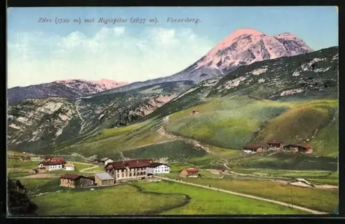 AK Zürs, Ortsansicht mit Rigispitze
