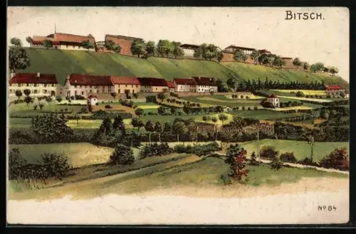 AK Bitsch, Panoramablick auf den Ort