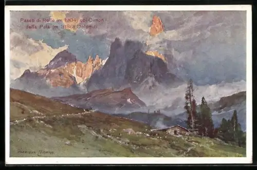 Künstler-AK Edward Harrison Compton: Passo di Rolle, Col Cimon della Pala