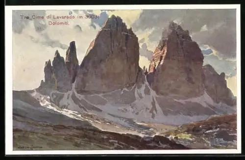 Künstler-AK Edward Harrison Compton: Auronzo di Cadore, Tre Cime di Lavaredo