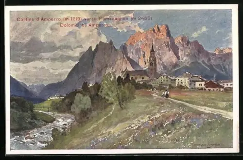 Künstler-AK Edward Harrison Compton: Cortina d`Ampezzo, Veduta verso Pomagagnon