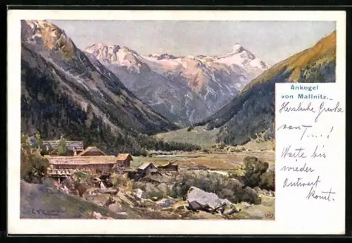 Künstler-AK Edward Theodore Compton: Mallnitz, Ankogel von Mallnitz gesehen