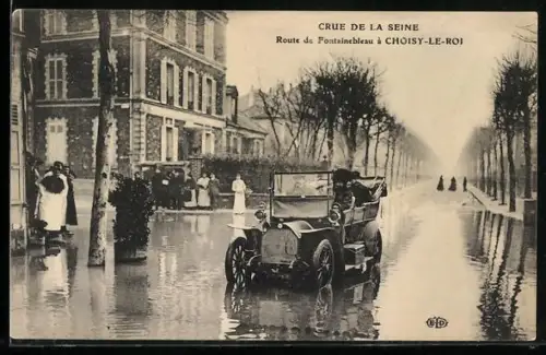 AK Choisy-le-Roi, Crue de la Seine, Route de Fontainebleau, Hochwasser