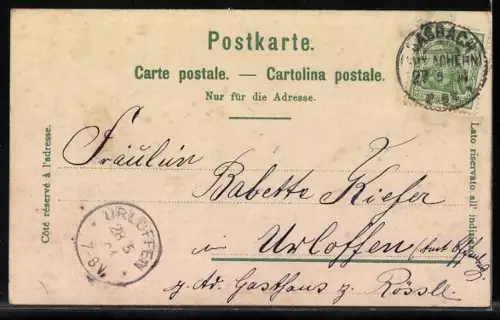 AK Basel, Universitäts-Bibliothek mit Strassenpartie und Fussgängern